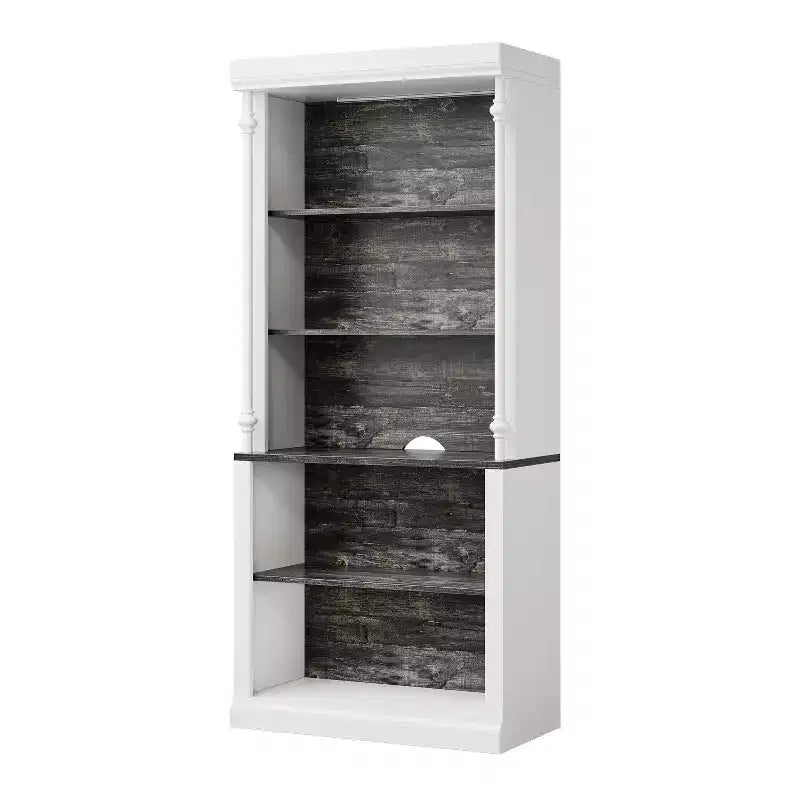 5-Tier Open Bookcase with LED Lights, Tall Roman Column Freestanding Bookshelf, Adjustable Shelves for Home Office and Living Room