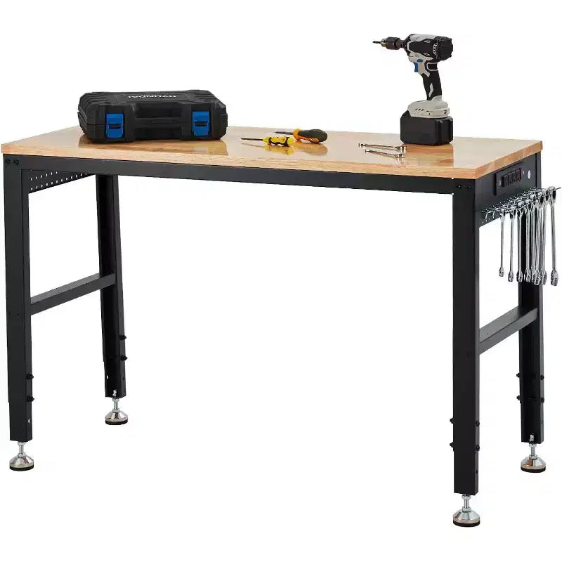 Acekool Heavy Duty Adjustable Workbench, 48 Table with 2000 lb Capacity, Power Outlets, Height Settings for Garage Workshop
