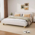 Merax Contemporary Low Profile Upholstered Bed with Teddy Fleece Fabric, White