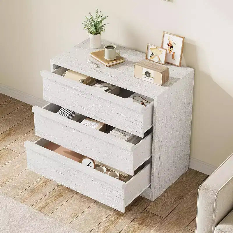 White Drawer Dresser, Modern Small Chest Organizer, Storage Bedside Table for Bedroom, Living Room, Nursery, Entryway