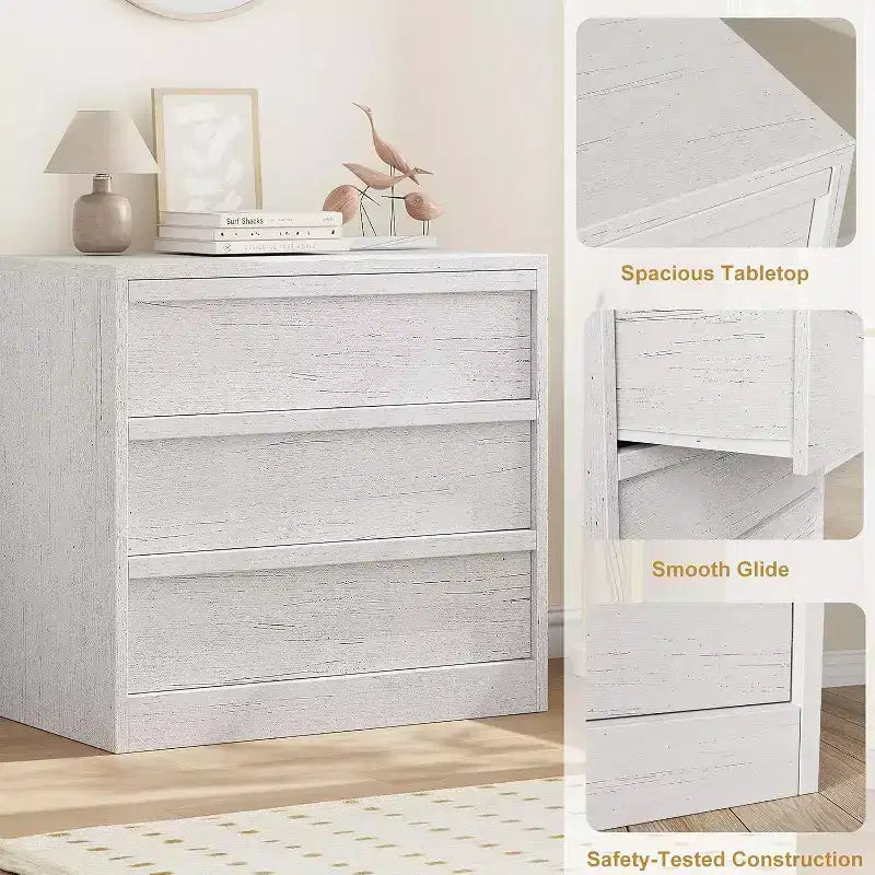 White Drawer Dresser, Modern Small Chest Organizer, Storage Bedside Table for Bedroom, Living Room, Nursery, Entryway