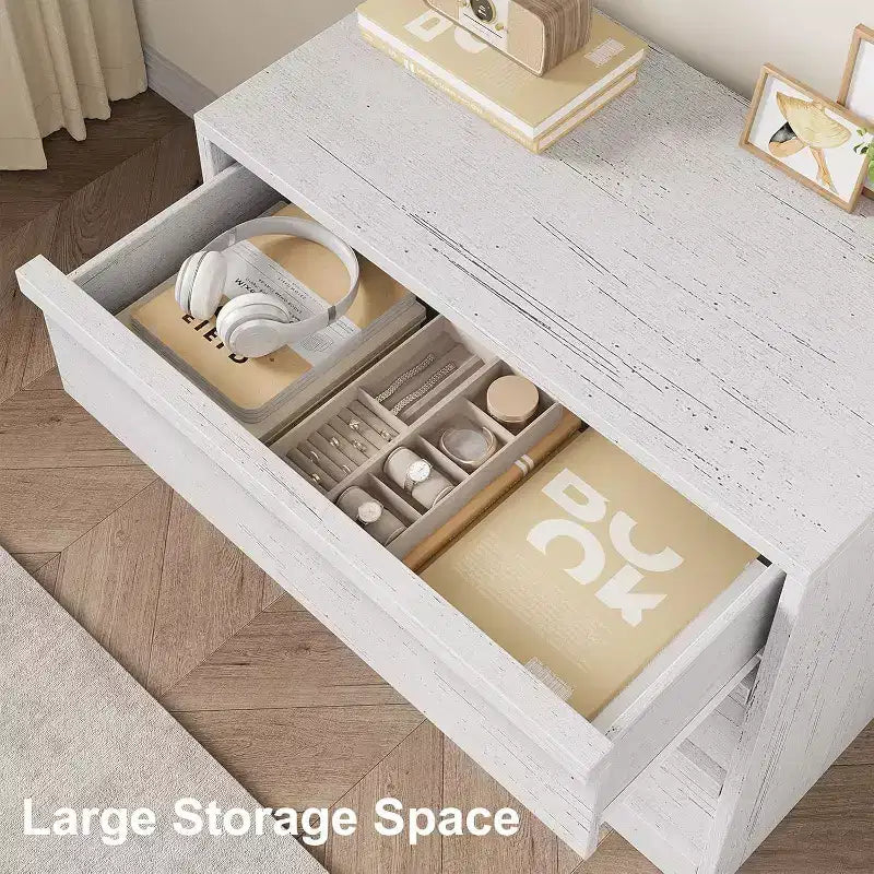White Drawer Dresser, Modern Small Chest Organizer, Storage Bedside Table for Bedroom, Living Room, Nursery, Entryway