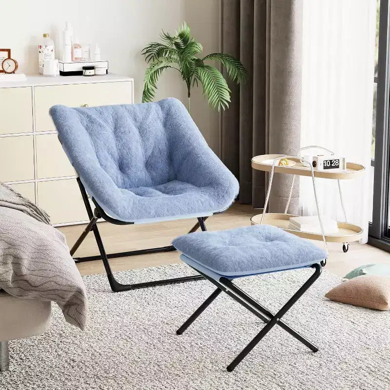 Lazy Sofa Chair with Plush Rabbit Fur Upholstery, Ultra-Comfortable and Cozy Lounge Chair for Living Room, Indoor Relaxing Seat with Soft, for Home