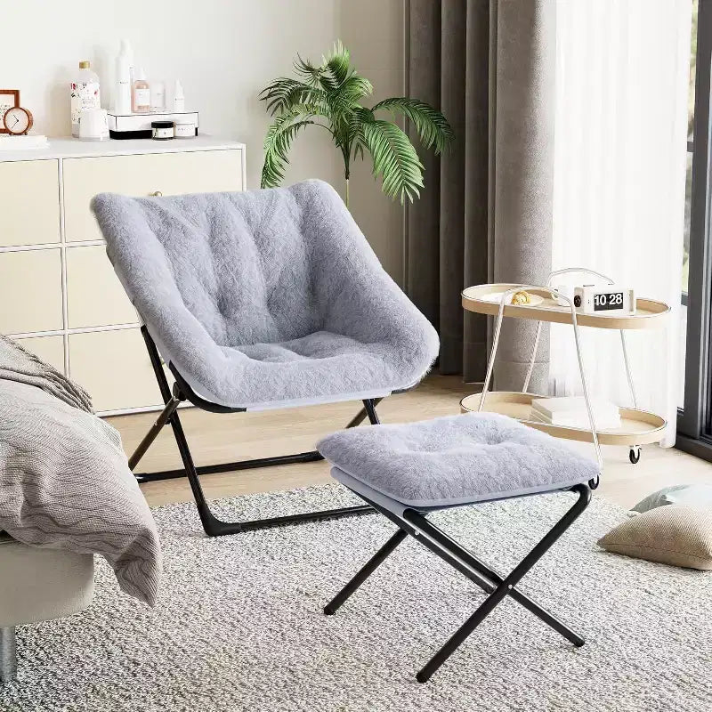 Lazy Sofa Chair with Plush Rabbit Fur Upholstery, Ultra-Comfortable and Cozy Lounge Chair for Living Room, Indoor Relaxing Seat with Soft, for Home