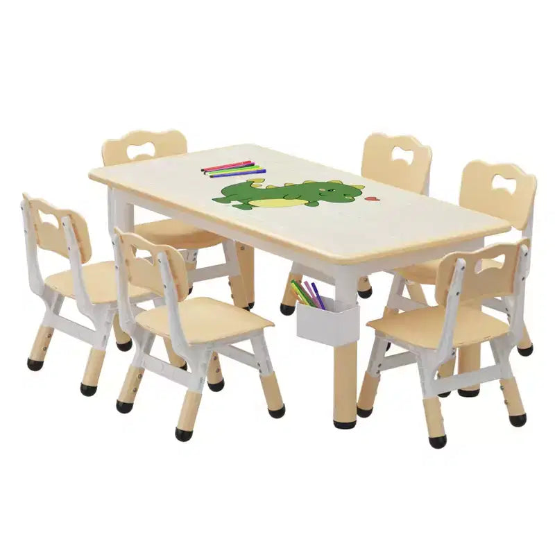 Kids Table Set and 6 Chair, Toddler Table and Chairs Set for Ages 2-10,Children Activity Table with Storage Box