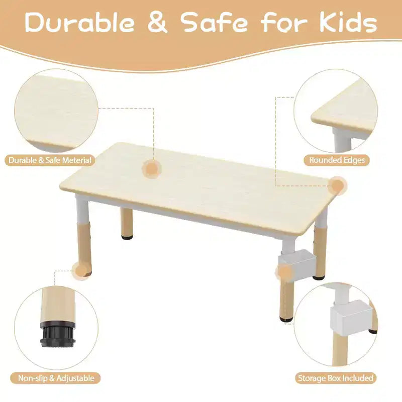 Kids Table Set and 6 Chair, Toddler Table and Chairs Set for Ages 2-10,Children Activity Table with Storage Box