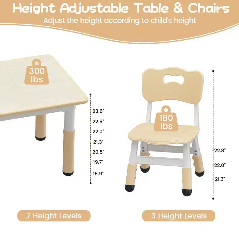 Kids Table Set and 6 Chair, Toddler Table and Chairs Set for Ages 2-10,Children Activity Table with Storage Box