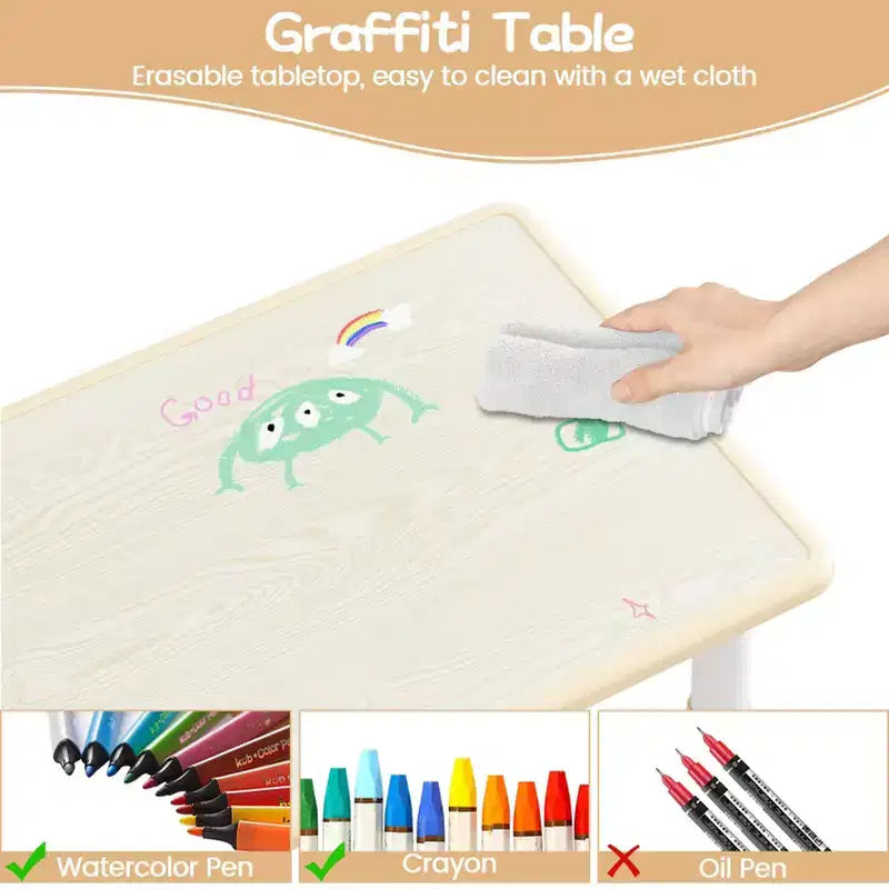 Kids Table Set and 6 Chair, Toddler Table and Chairs Set for Ages 2-10,Children Activity Table with Storage Box