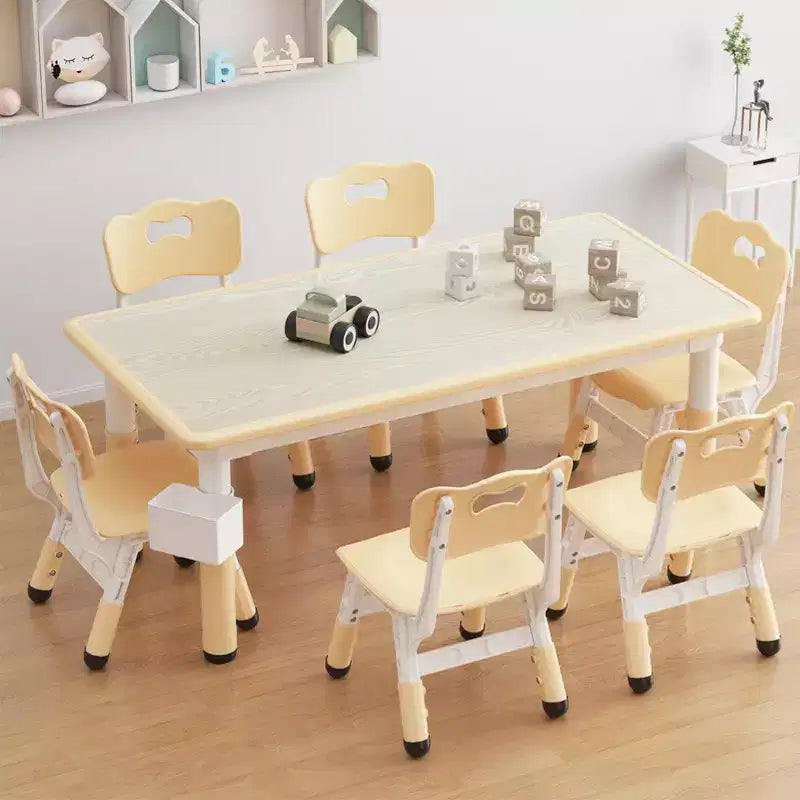 Kids Table Set and 6 Chair, Toddler Table and Chairs Set for Ages 2-10,Children Activity Table with Storage Box