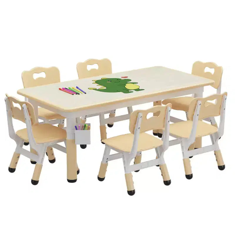 Kids Table Set and 6 Chair, Toddler Table and Chairs Set for Ages 2-10,Children Activity Table with Storage Box