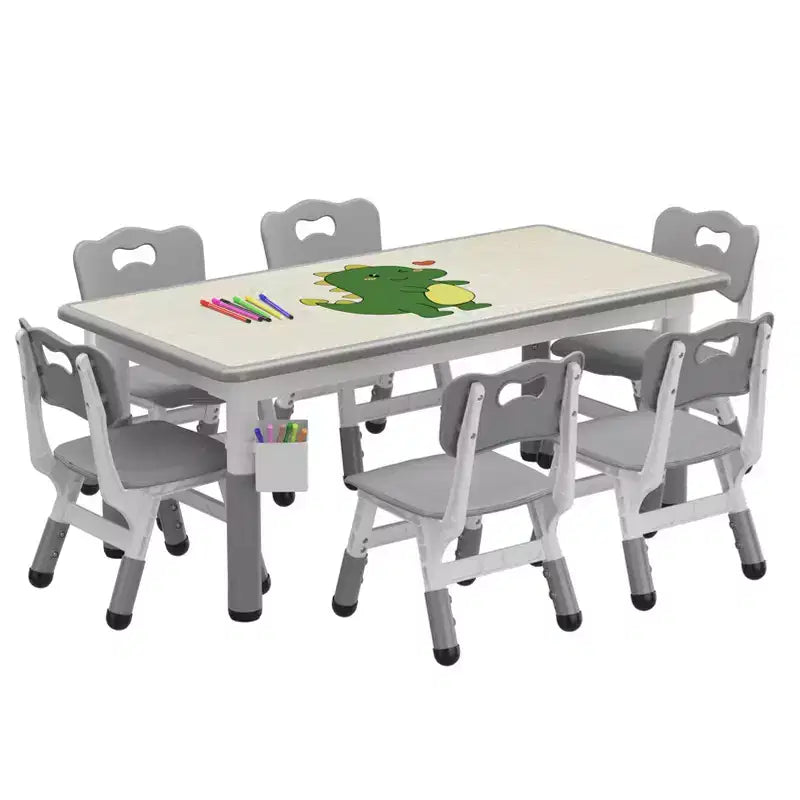 Kids Table Set and 6 Chair, Toddler Table and Chairs Set for Ages 2-10,Children Activity Table with Storage Box