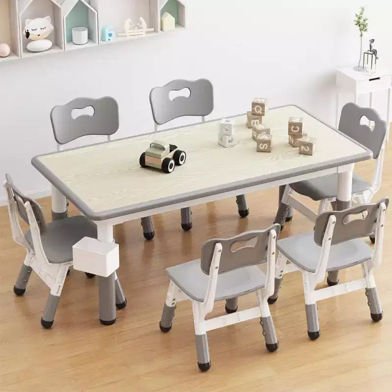 Kids Table Set and 6 Chair, Toddler Table and Chairs Set for Ages 2-10,Children Activity Table with Storage Box