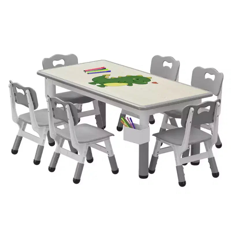 Kids Table Set and 6 Chair, Toddler Table and Chairs Set for Ages 2-10,Children Activity Table with Storage Box