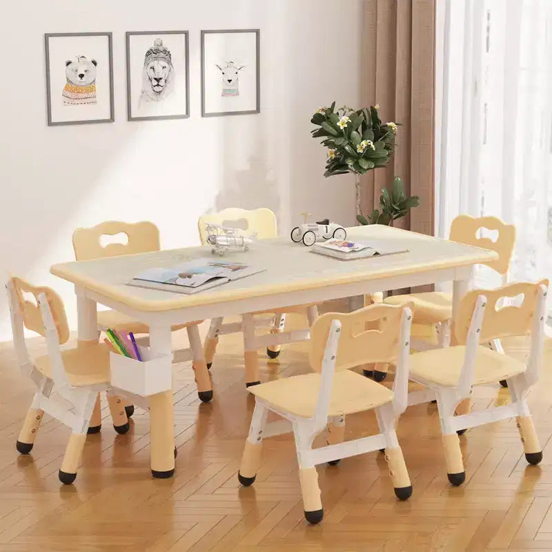 Kids Table Set and 6 Chair, Toddler Table and Chairs Set for Ages 2-10,Children Activity Table with Storage Box