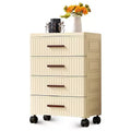 GustoWave 5 Tier Plastic Drawer Storage, Fluted Storage Drawers, Chest of Drawers, Night Stand, Storage Organizer with Wheels