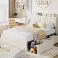 Acekool Twin Bed Frame with Storage Headboard, 2 Drawers, Wooden Slats, No Box Spring Needed, Noise Reducing, Easy Assembly