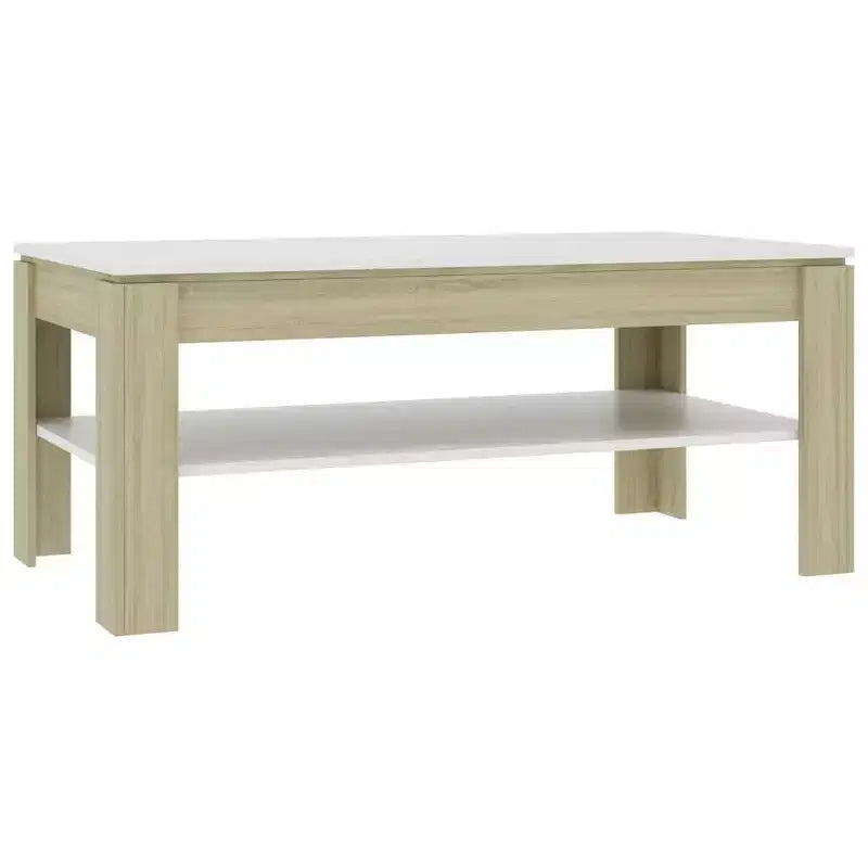 vidaXL Coffee Table Accent End Side Sofa Table for Living Room Engineered Wood - White and Sonoma Oak