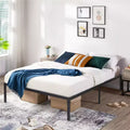 FurnitureR Metal Bed Frame Full Size with LED Lights, Heavy Duty Platform Bed, Under Bed Storage, No Box Spring Needed, Non-Slip Support, Black