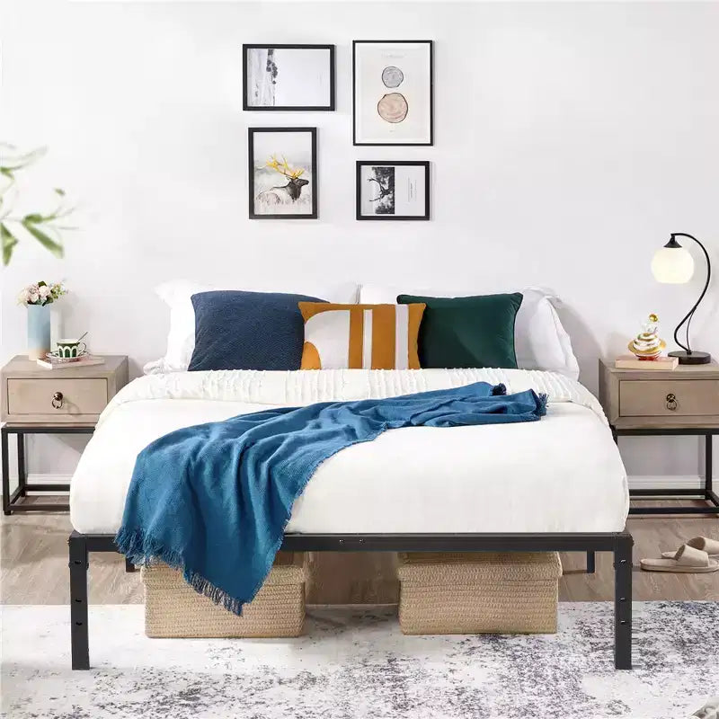 Metal Bed Frame Full Size with LED Lights, Heavy Duty Platform Bed, Under Bed Storage, No Box Spring Needed, Non-Slip Support, Black