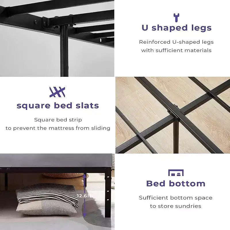 Metal Bed Frame Full Size with LED Lights, Heavy Duty Platform Bed, Under Bed Storage, No Box Spring Needed, Non-Slip Support, Black