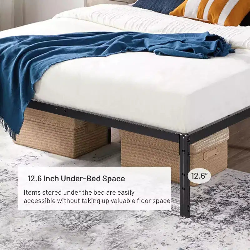 Metal Bed Frame Full Size with LED Lights, Heavy Duty Platform Bed, Under Bed Storage, No Box Spring Needed, Non-Slip Support, Black
