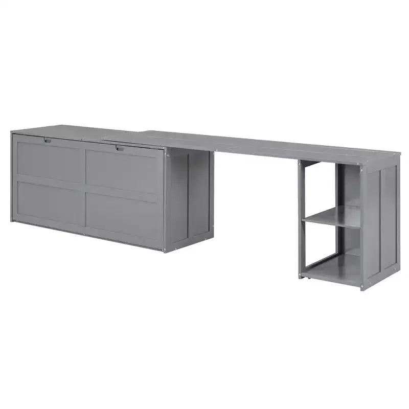 Queen Size Murphy Bed with Rotable Desk, Cabinet Beds Foldable Wall Bed Frame for Guest Room Home Office