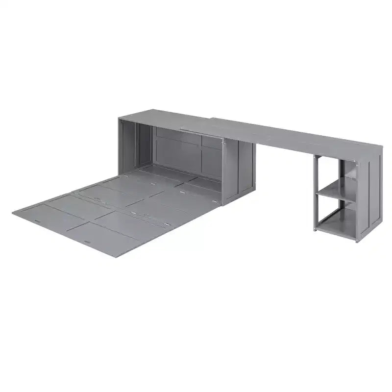 Queen Size Murphy Bed with Rotable Desk, Cabinet Beds Foldable Wall Bed Frame for Guest Room Home Office