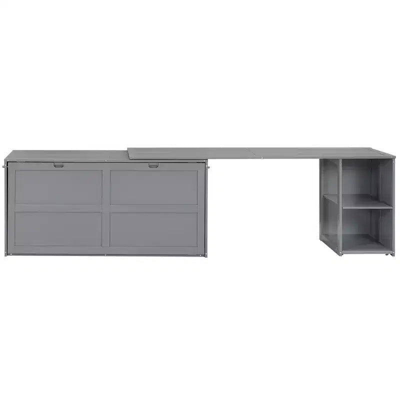 Queen Size Murphy Bed with Rotable Desk, Cabinet Beds Foldable Wall Bed Frame for Guest Room Home Office