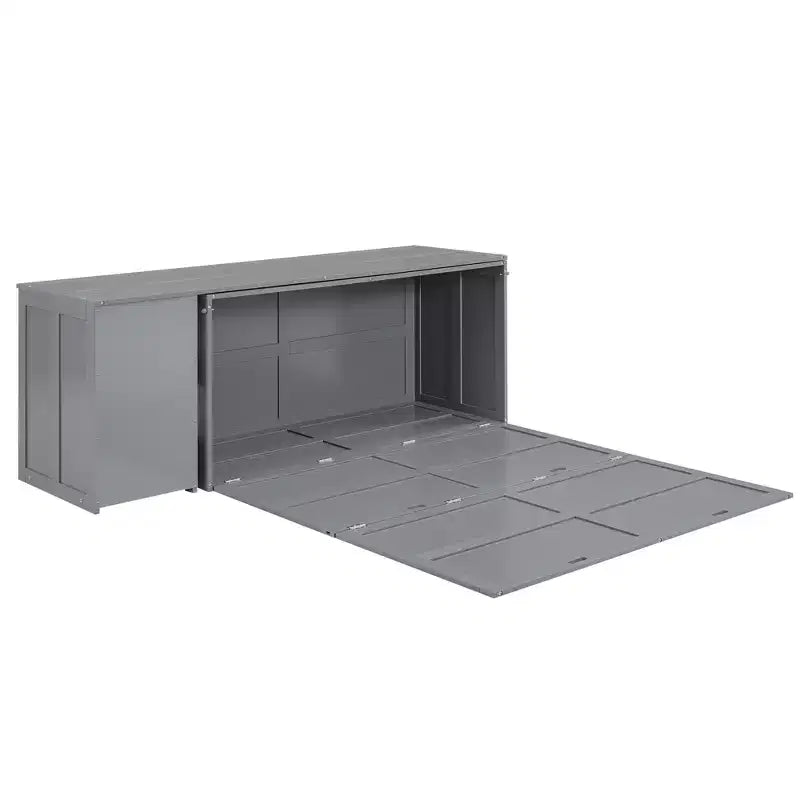 Queen Size Murphy Bed with Rotable Desk, Cabinet Beds Foldable Wall Bed Frame for Guest Room Home Office