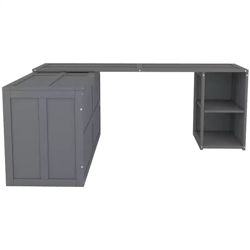 Queen Size Murphy Bed with Rotable Desk, Cabinet Beds Foldable Wall Bed Frame for Guest Room Home Office