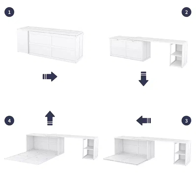 Queen Size Murphy Bed with Rotable Desk, Cabinet Beds Foldable Wall Bed Frame for Guest Room Home Office