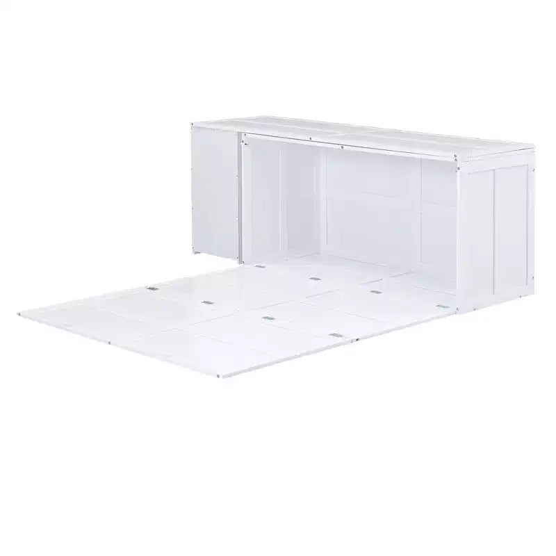 Queen Size Murphy Bed with Rotable Desk, Cabinet Beds Foldable Wall Bed Frame for Guest Room Home Office