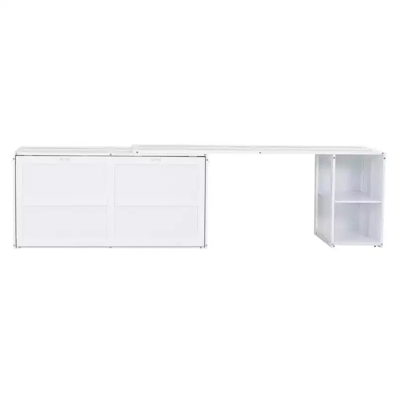 Queen Size Murphy Bed with Rotable Desk, Cabinet Beds Foldable Wall Bed Frame for Guest Room Home Office