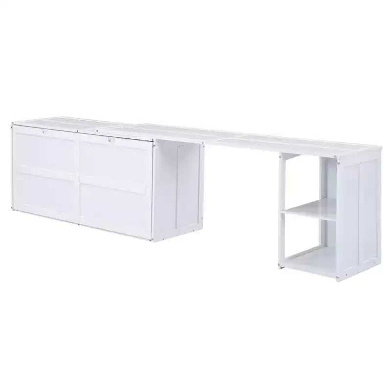 Queen Size Murphy Bed with Rotable Desk, Cabinet Beds Foldable Wall Bed Frame for Guest Room Home Office