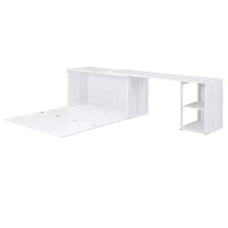 Queen Size Murphy Bed with Rotable Desk, Cabinet Beds Foldable Wall Bed Frame for Guest Room Home Office