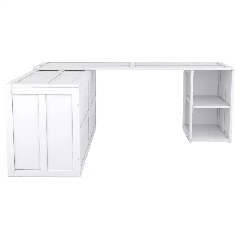 Queen Size Murphy Bed with Rotable Desk, Cabinet Beds Foldable Wall Bed Frame for Guest Room Home Office