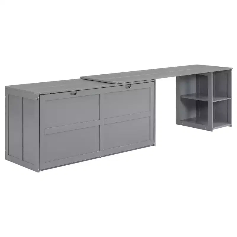 Queen Size Murphy Bed with Rotable Desk, Cabinet Beds Foldable Wall Bed Frame for Guest Room Home Office