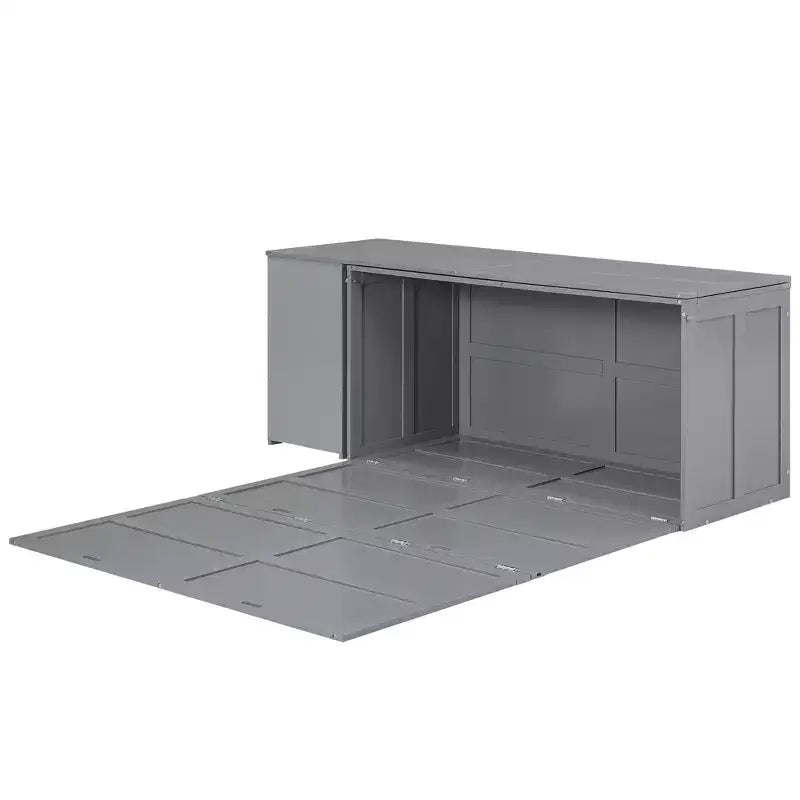 Queen Size Murphy Bed with Rotable Desk, Cabinet Beds Foldable Wall Bed Frame for Guest Room Home Office