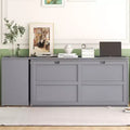 Queen Size Murphy Bed with Rotable Desk, Cabinet Beds Foldable Wall Bed Frame for Guest Room Home Office