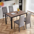 Okak 47IN Minimalism Kitchen Table with Wood Grain Veneer, Dining Table with Metal Frame, Dining Room Table for Living Room, Kitchen, Walnut