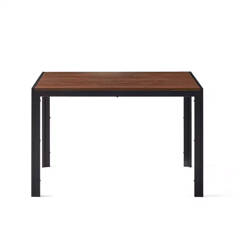 47IN Minimalism Kitchen Table with Wood Grain Veneer, Dining Table with Metal Frame, Dining Room Table for Living Room, Kitchen, Walnut