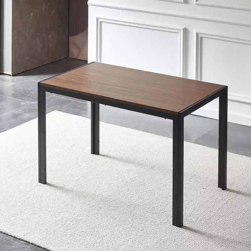 47IN Minimalism Kitchen Table with Wood Grain Veneer, Dining Table with Metal Frame, Dining Room Table for Living Room, Kitchen, Walnut