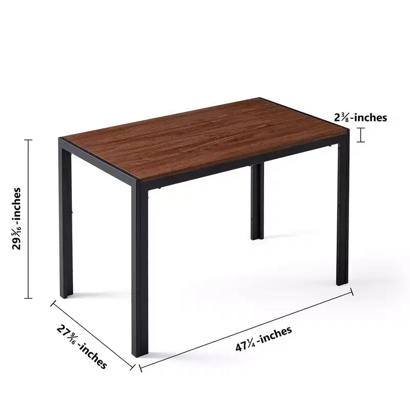 47IN Minimalism Kitchen Table with Wood Grain Veneer, Dining Table with Metal Frame, Dining Room Table for Living Room, Kitchen, Walnut