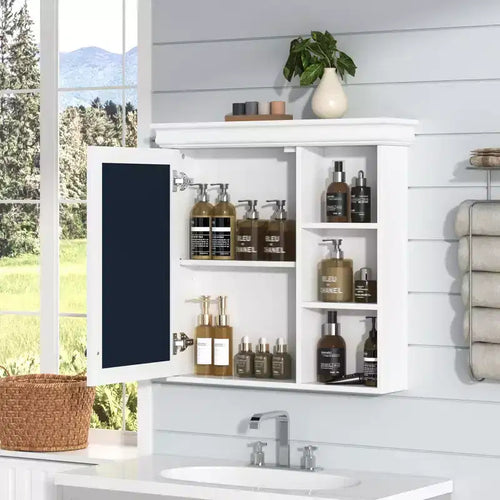 Armoire de toilette rectangulaire à montage en surface de 30 po L x 28 po H avec miroir, tablettes réglables, charnières à fermeture amortie