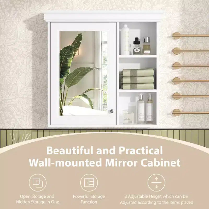 30 in. W x 28 in. H Rectangular Surface Mount Medicine Cabinet with Mirror, Adjustable Shelves, Soft Closing Hinges