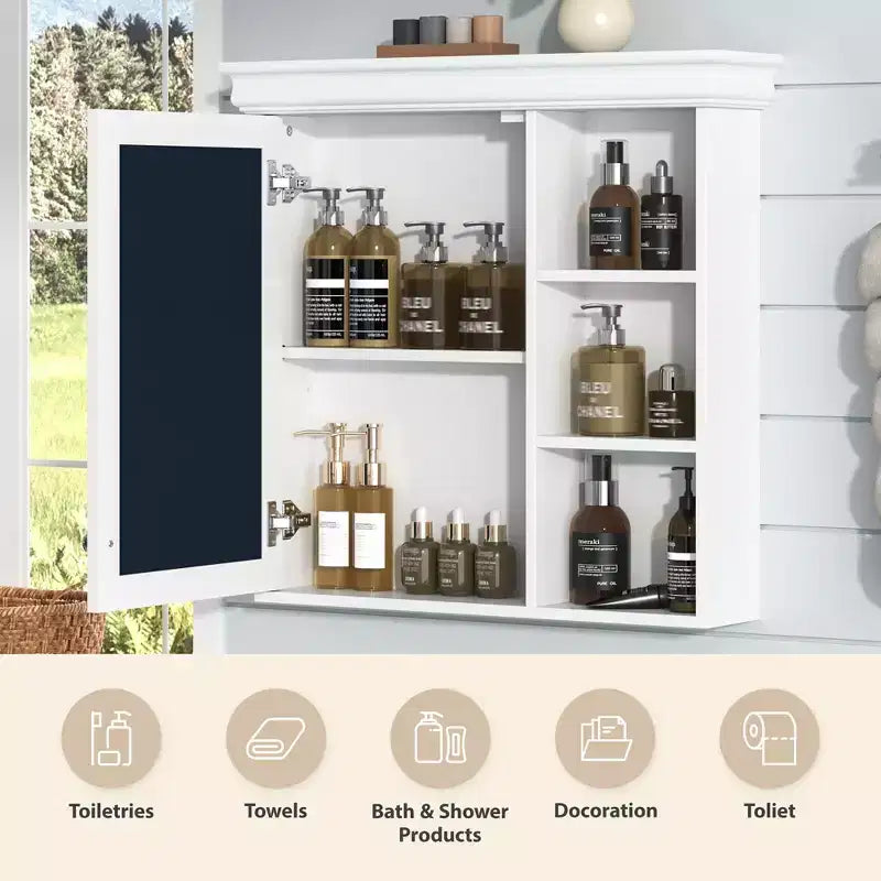 30 in. W x 28 in. H Rectangular Surface Mount Medicine Cabinet with Mirror, Adjustable Shelves, Soft Closing Hinges