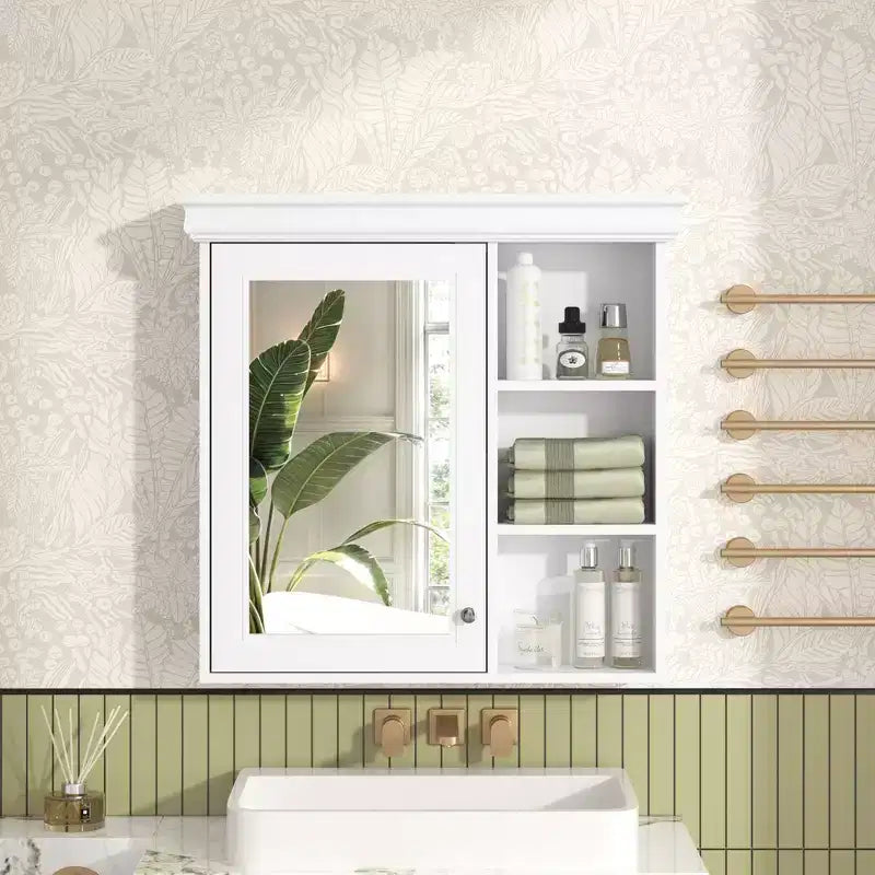 30 in. W x 28 in. H Rectangular Surface Mount Medicine Cabinet with Mirror, Adjustable Shelves, Soft Closing Hinges