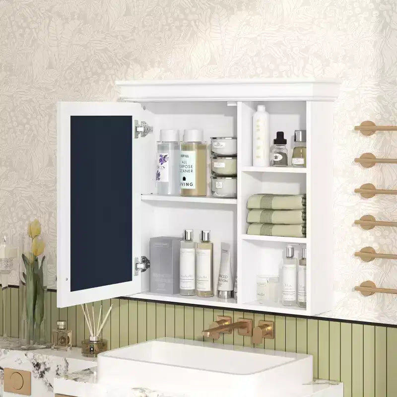 30 in. W x 28 in. H Rectangular Surface Mount Medicine Cabinet with Mirror, Adjustable Shelves, Soft Closing Hinges