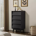 4 drawer tall dresser, modern wooden storage cabinet with spacious drawers