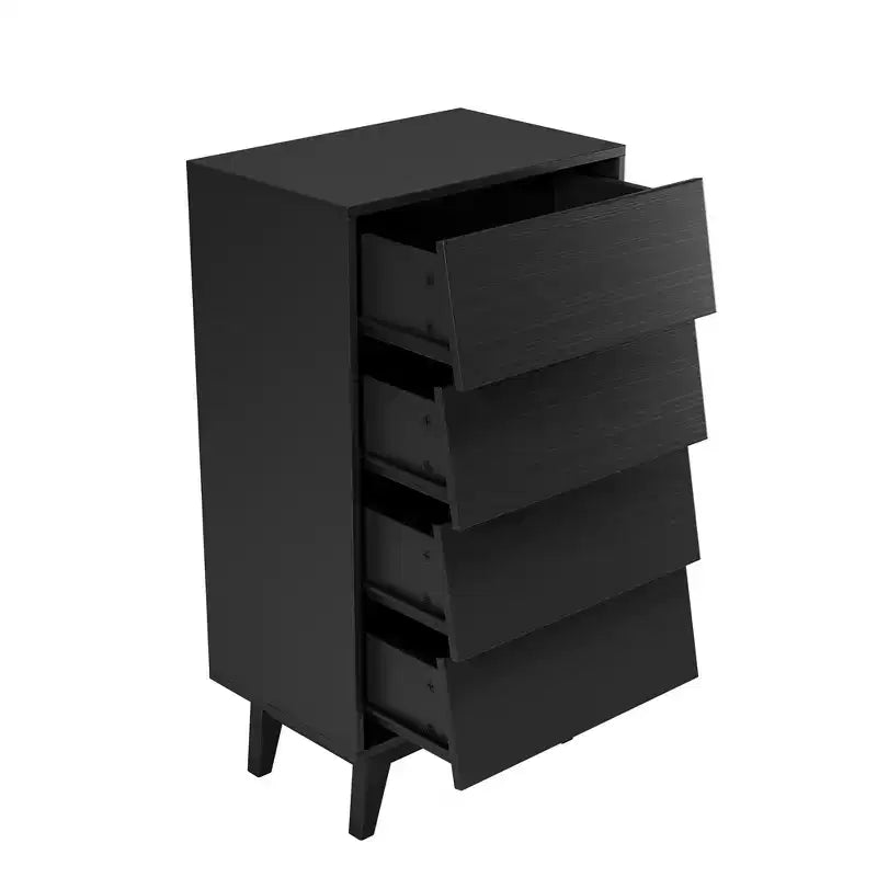 4 drawer tall dresser, modern wooden storage cabinet with spacious drawers